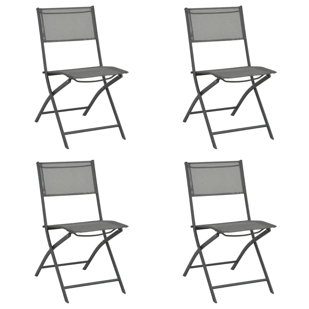 Folding Outdoor Chairs 4 pcs Grey Steel and Textilene