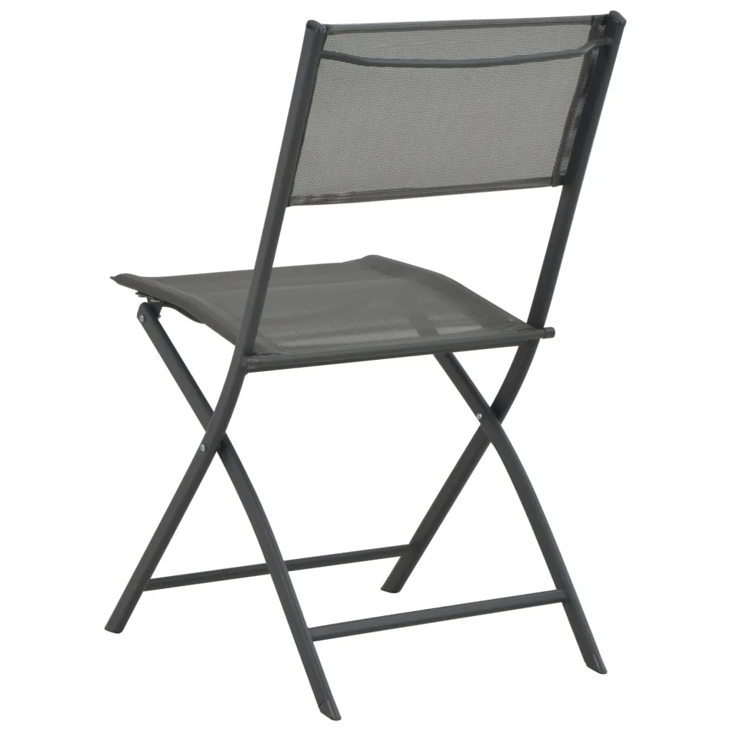 Folding Outdoor Chairs 4 pcs Grey Steel and Textilene