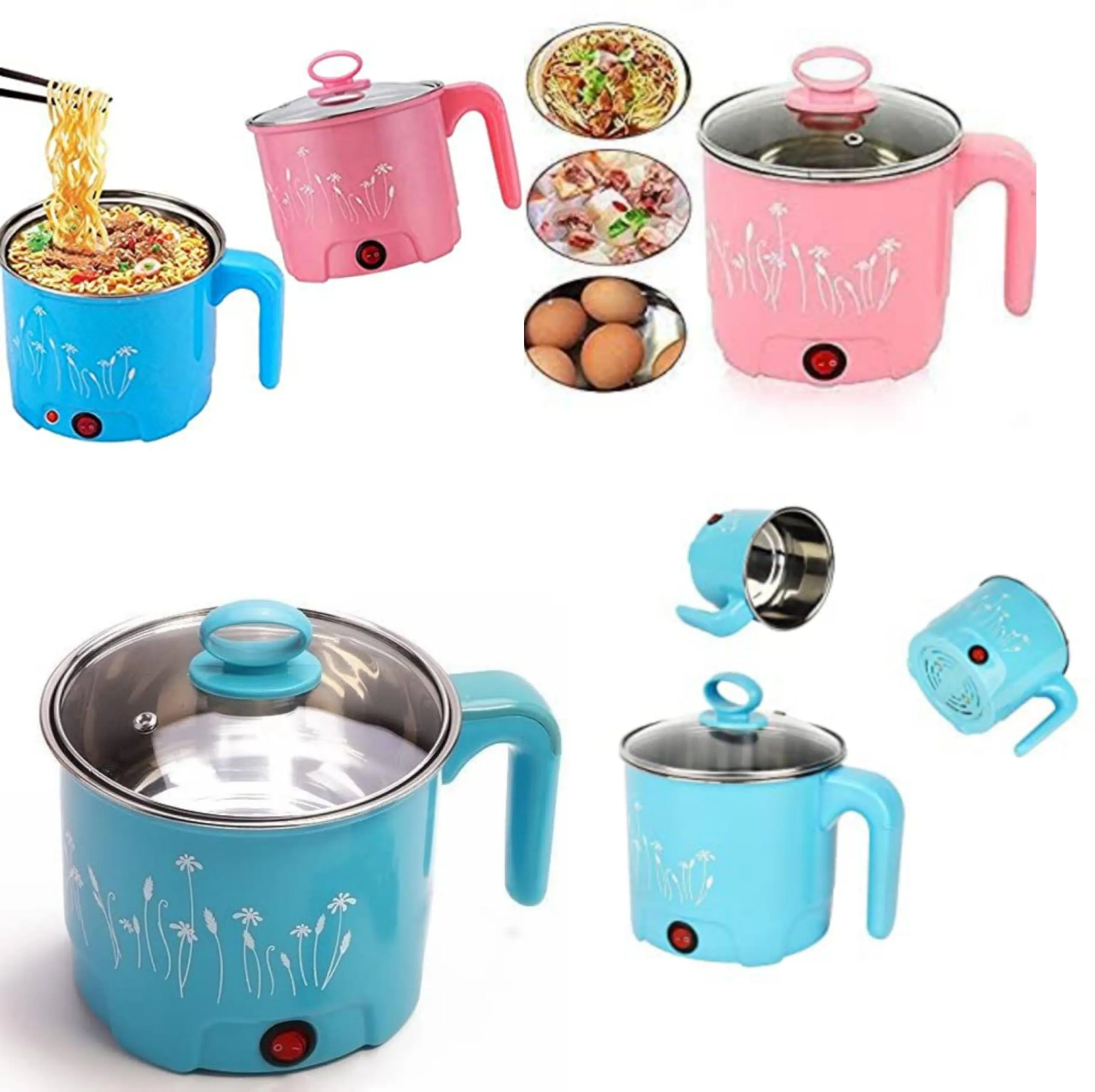 G R 1.5 Litre Electric Cooker | Travel Cooker | Stainless Steel Lid | Cool Touch Handles | Detachable Power Cord - Multicolor