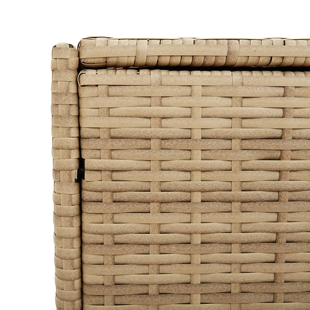 Garden Storage Box with Wheels Mix Beige 283L Poly Rattan