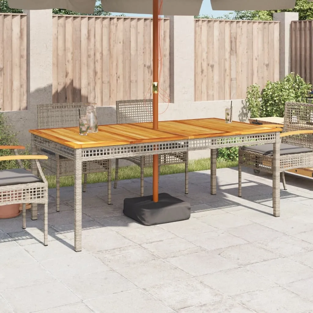 Garden Table Grey 180x90x75 cm Poly Rattan Acacia Wood