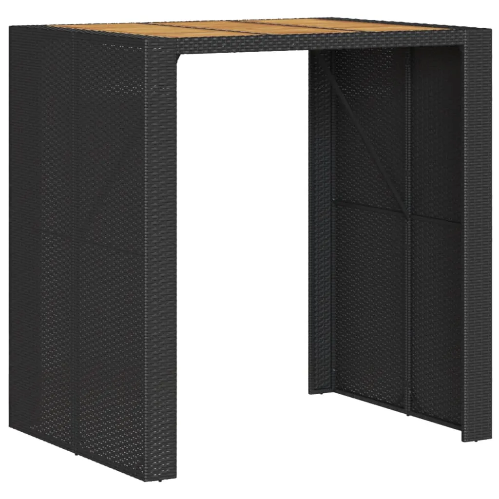 Garden Table with Acacia Wood Top Black 105x80x110 cm Poly Rattan