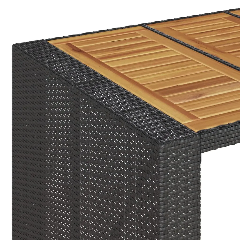 Garden Table with Acacia Wood Top Black 105x80x110 cm Poly Rattan