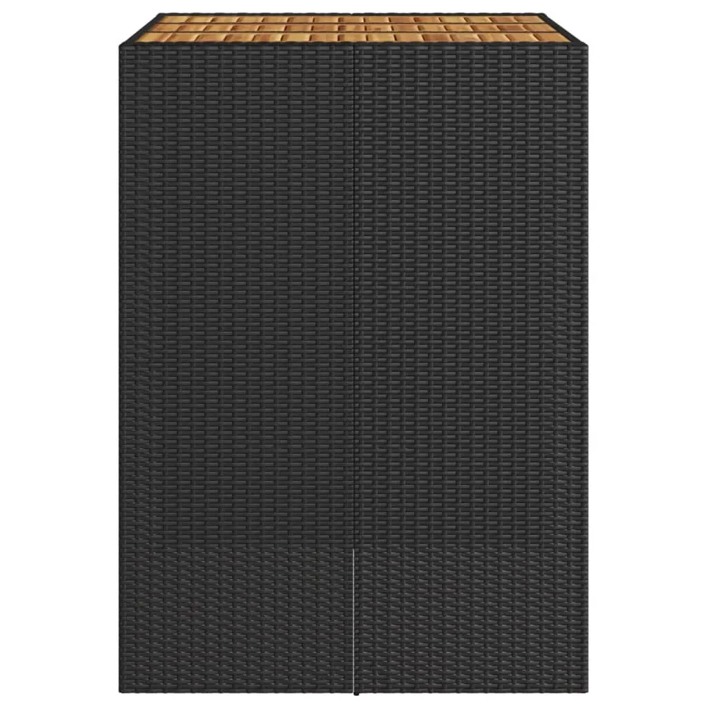 Garden Table with Acacia Wood Top Black 105x80x110 cm Poly Rattan