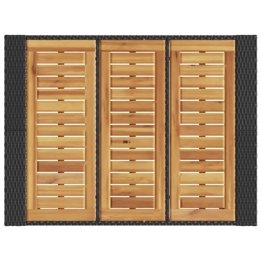 Garden Table with Acacia Wood Top Black 105x80x110 cm Poly Rattan