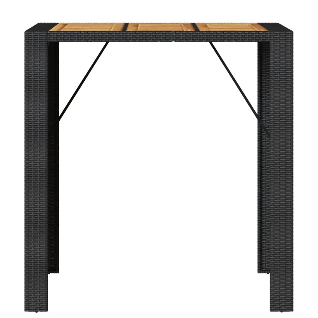 Garden Table with Acacia Wood Top Black 105x80x110 cm Poly Rattan