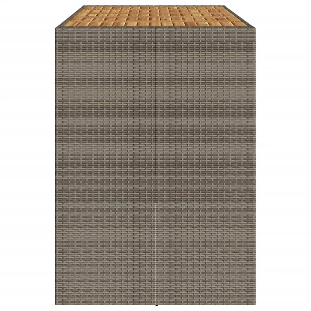 Garden Table with Acacia Wood Top Grey 185x80x110 cm Poly Rattan