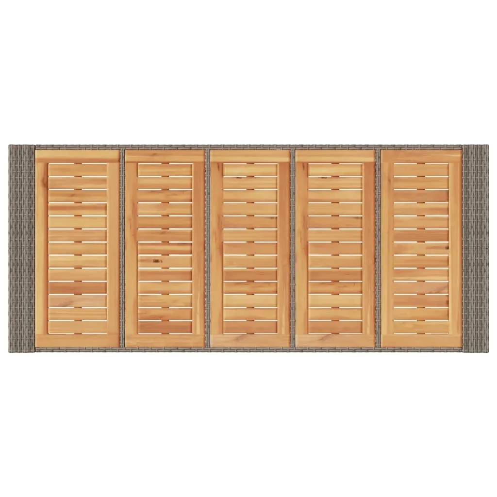 Garden Table with Acacia Wood Top Grey 185x80x110 cm Poly Rattan