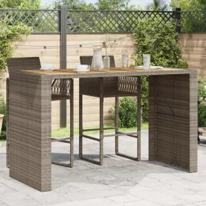 Garden Table with Acacia Wood Top Grey 185x80x110 cm Poly Rattan