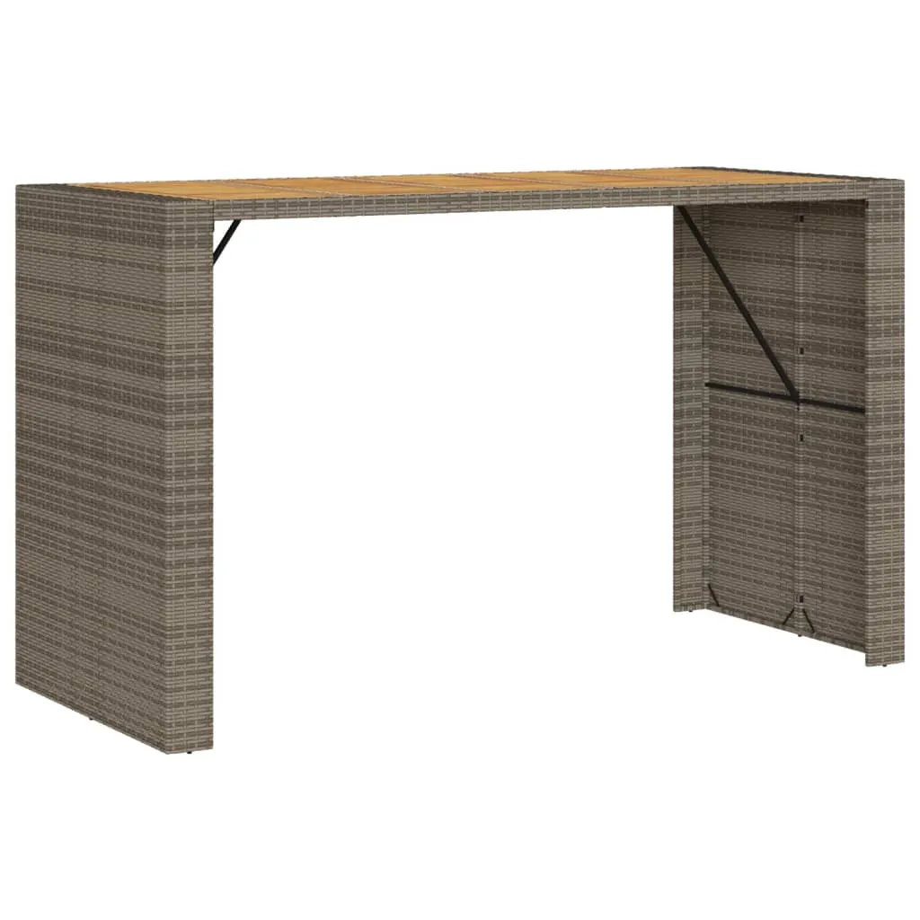 Garden Table with Acacia Wood Top Grey 185x80x110 cm Poly Rattan