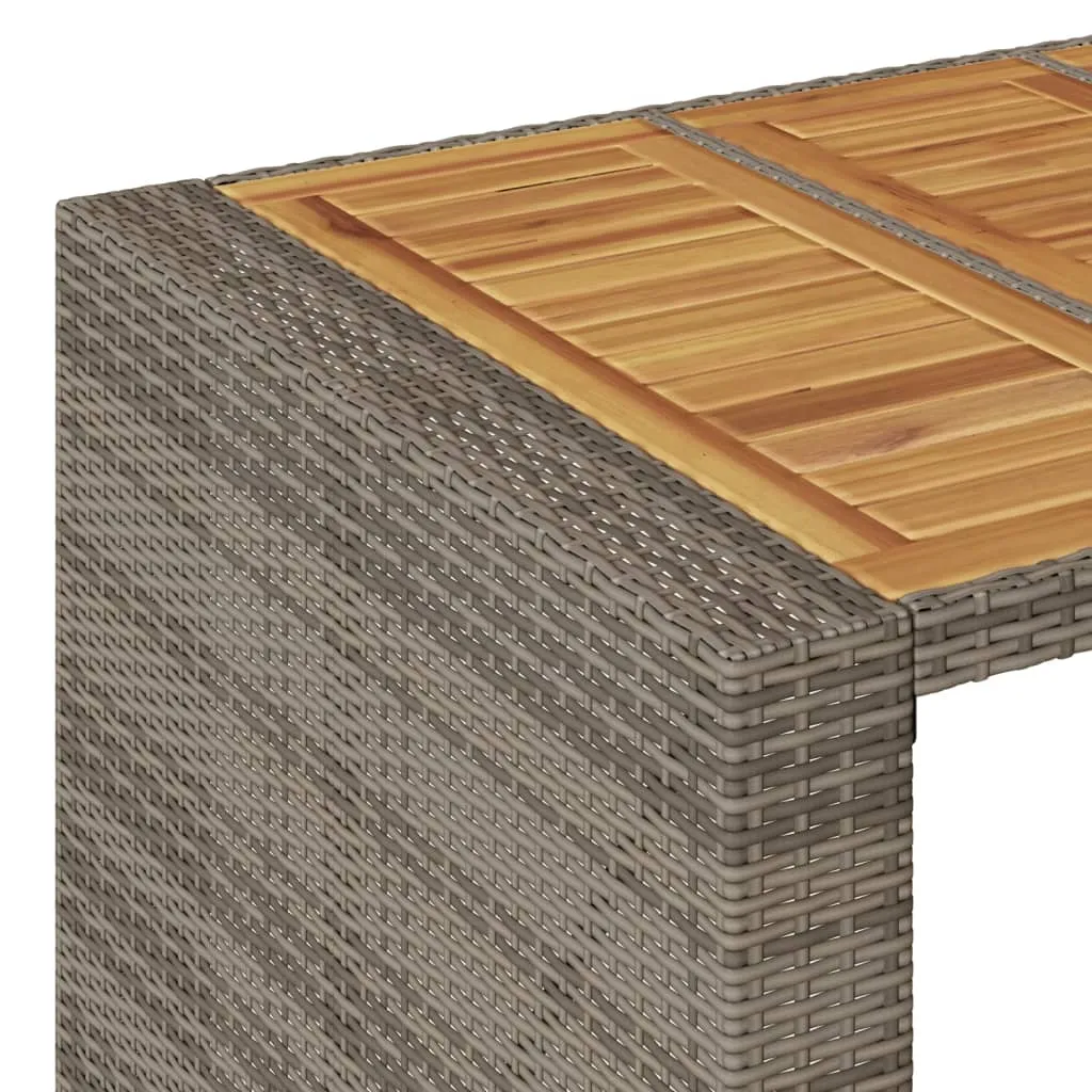 Garden Table with Acacia Wood Top Grey 185x80x110 cm Poly Rattan