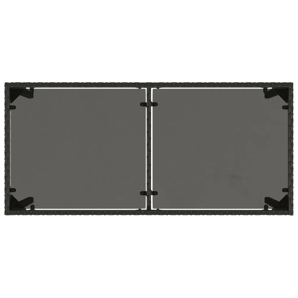 Garden Table with Glass Top Black 115x54x74 cm Poly Rattan
