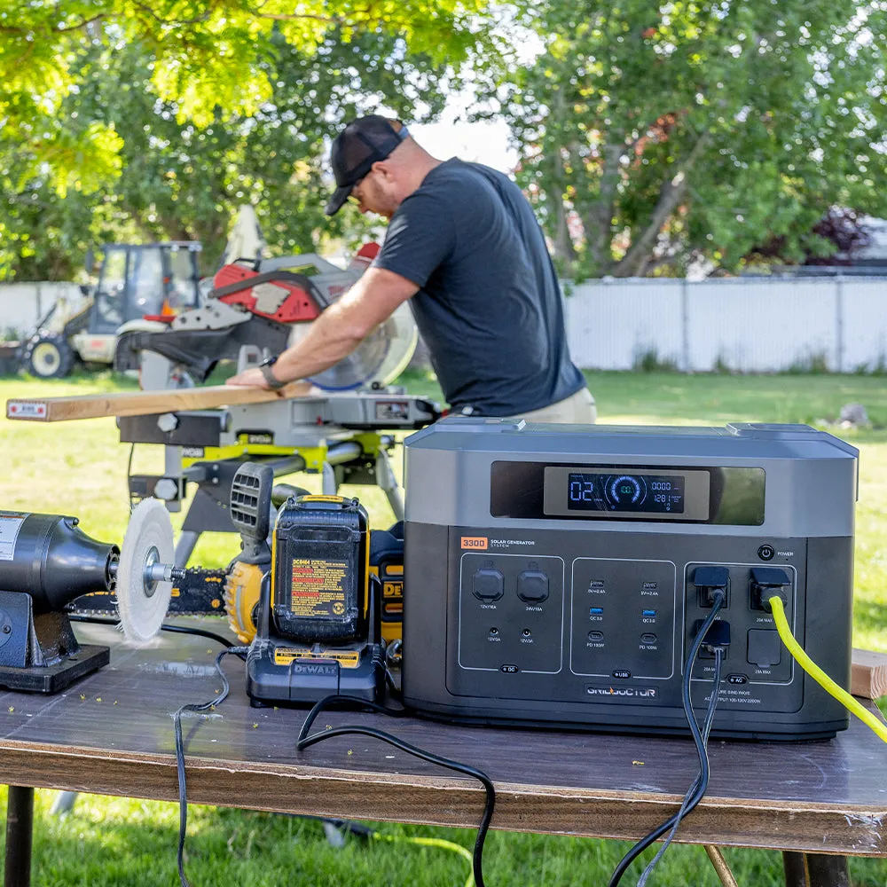 Grid Doctor 3300 Solar Generator System (200W Panel Included) - 3300W Battery Backup (Expandable to 16,384 W)