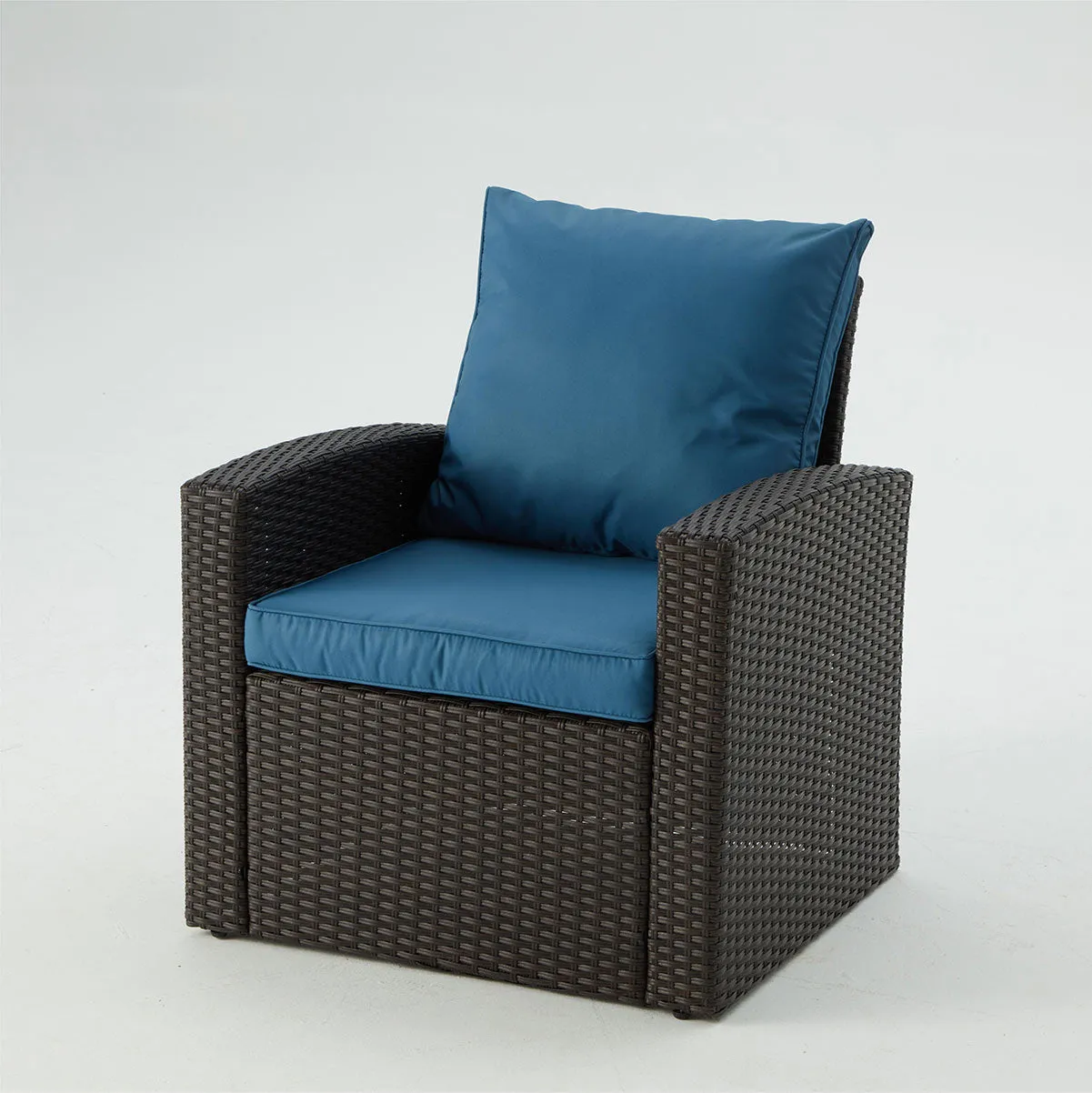 Homrest 6 Pcs Patio Furniture Set with 2 Recliners, Storage Table, Blue
