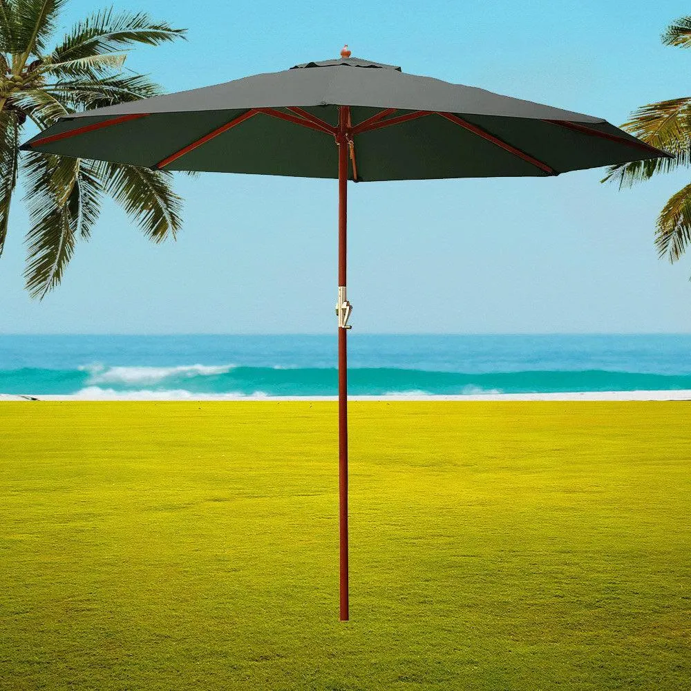 Instahut Outdoor Umbrella 3M Pole Umbrellas Stand Sun Beach Garden Deck Charcoal