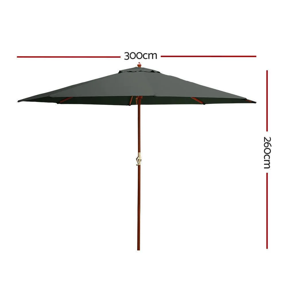Instahut Outdoor Umbrella 3M Pole Umbrellas Stand Sun Beach Garden Deck Charcoal