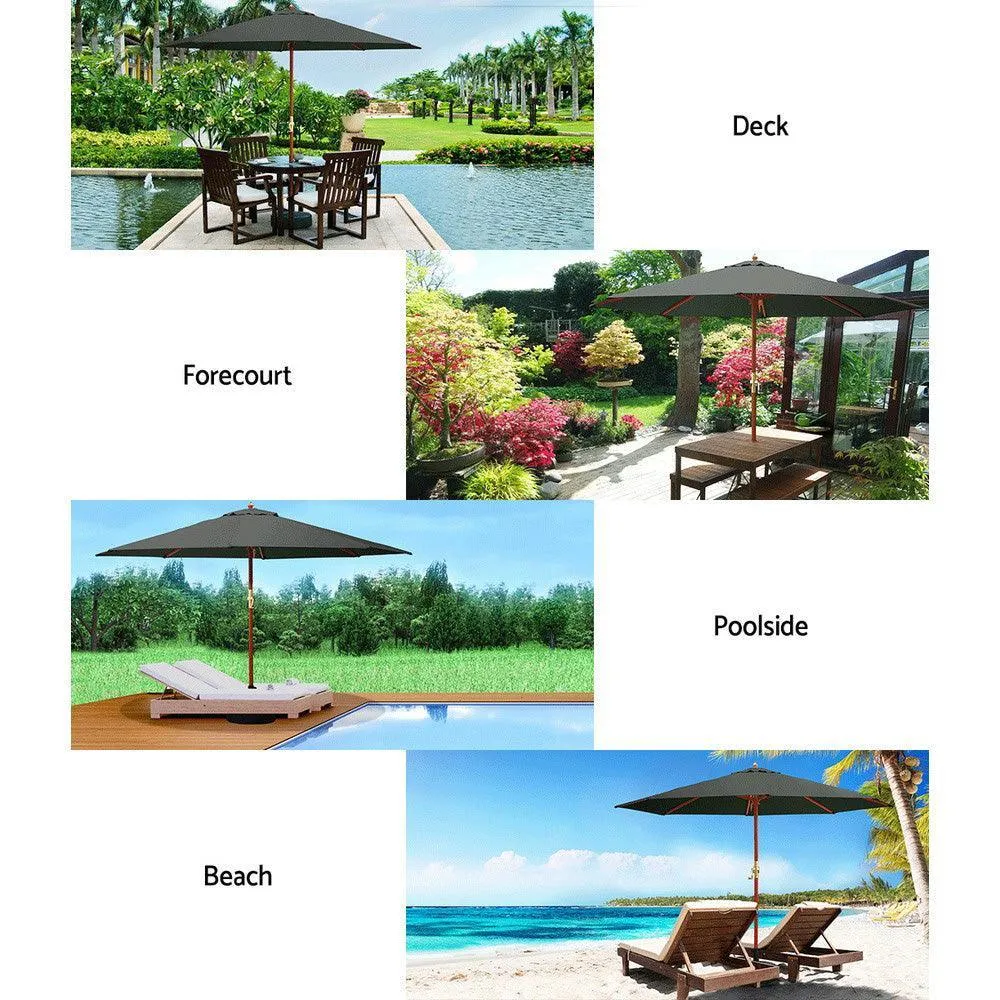 Instahut Outdoor Umbrella 3M Pole Umbrellas Stand Sun Beach Garden Deck Charcoal