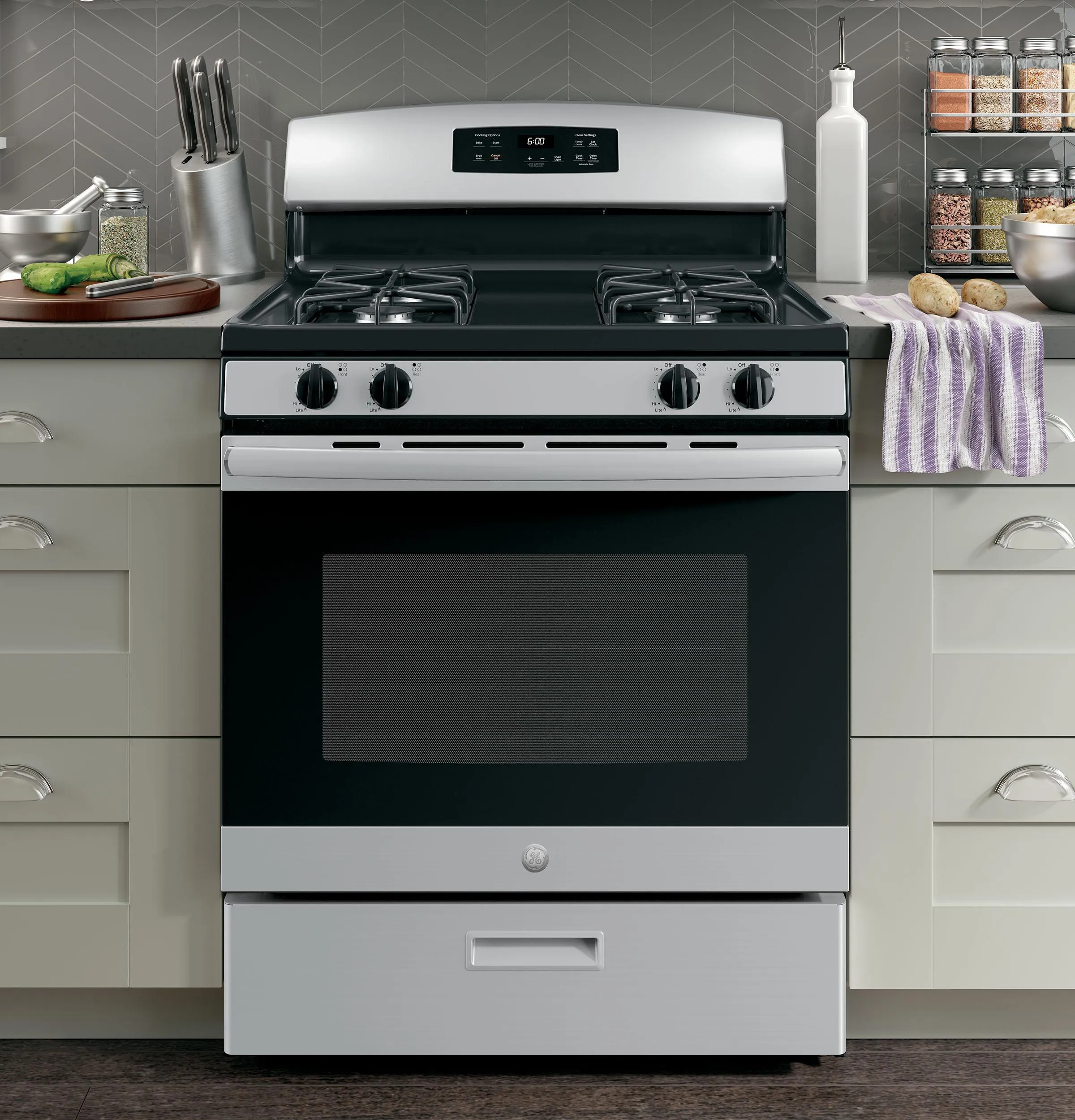 JGBS60REKSS GE® 30" Free-Standing Gas Range