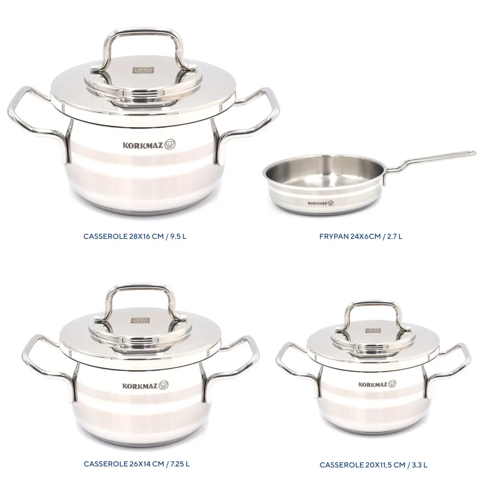 Korkmaz Astron 7 pcs Induction Base Cookware Set