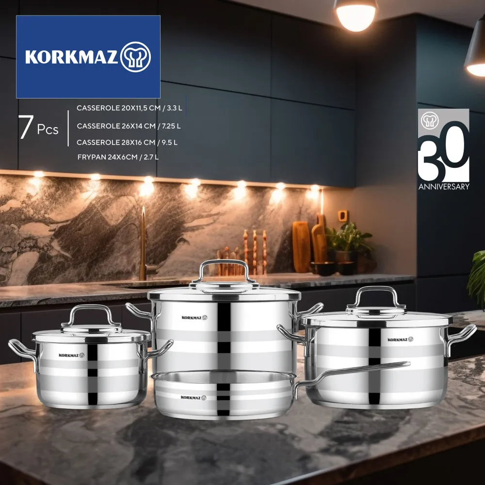 Korkmaz Astron 7 pcs Induction Base Cookware Set