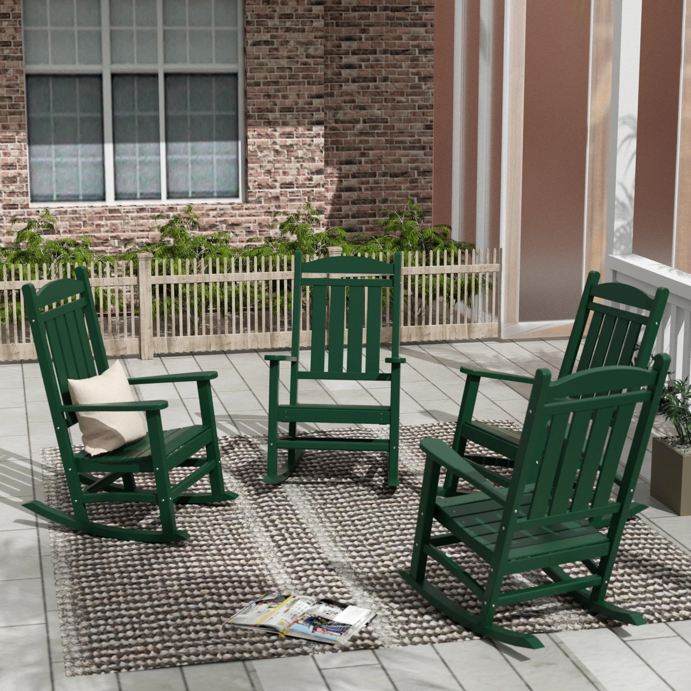 Lakehouse Classic Plastic Porch Rocking Chairs (Set of 4)