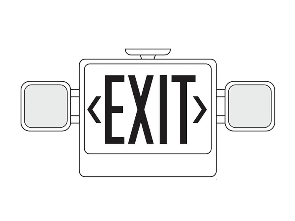 LED Combo Exit Sign, 2 Single Face with Green Letters, White Finish, Battery Backup Included, Remote Capable