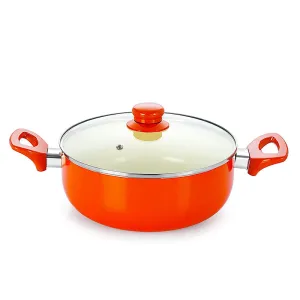 Nirlon Orange Non Stick Cooking Pot With Lid - 3100 ML/10 Inches