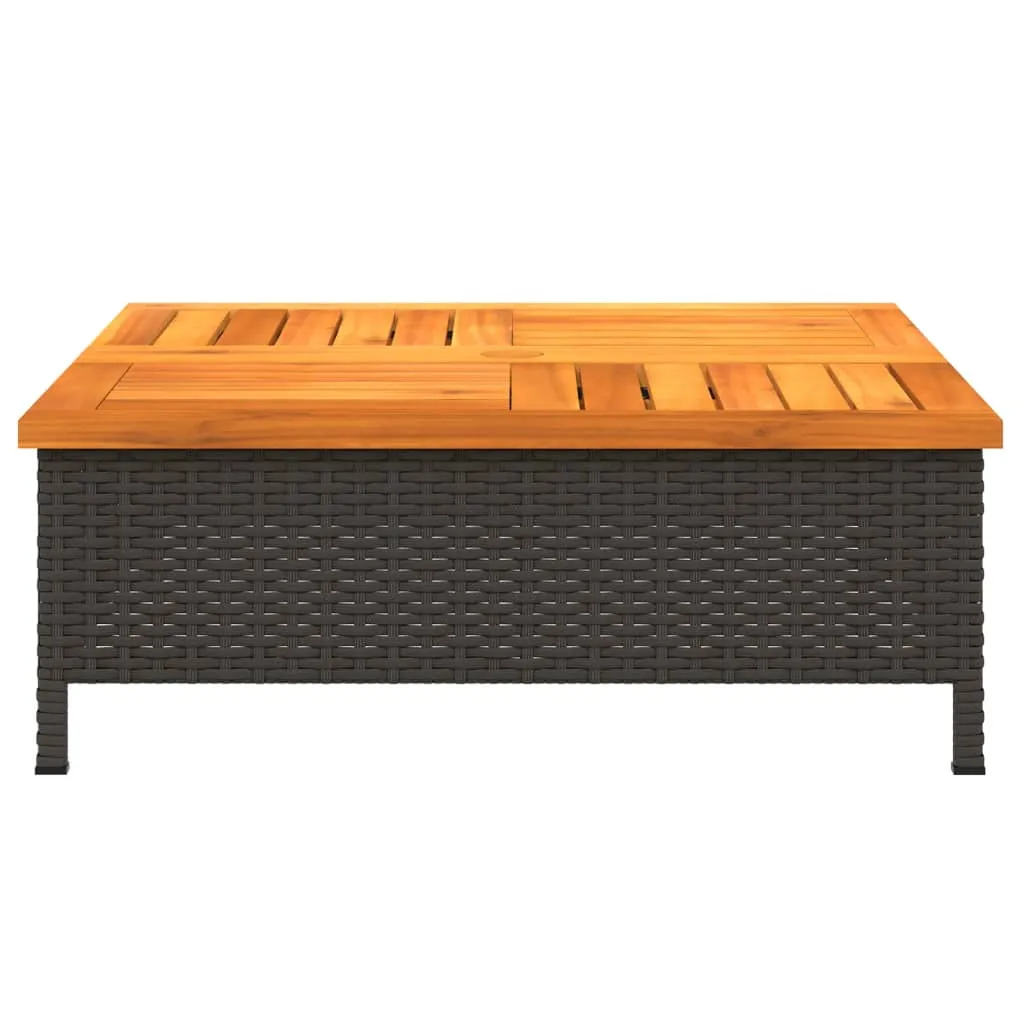 Parasol Base Cover Black 70x70x25 cm Poly Rattan and Acacia