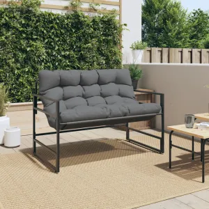 Patio Bench with Cushion Seating Outdoor Backyard Garden Furniture Steel