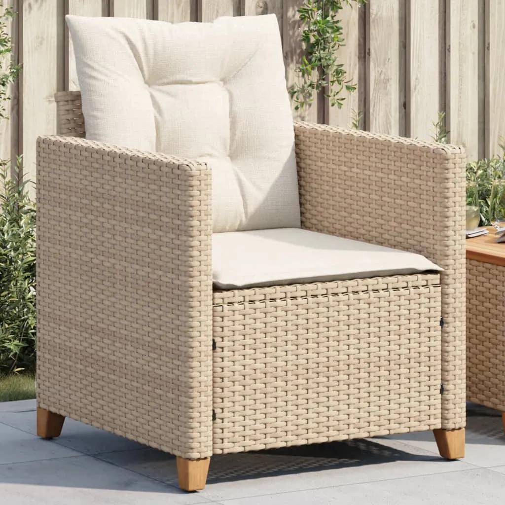 Patio Chair with Cushions Beige Poly Rattan