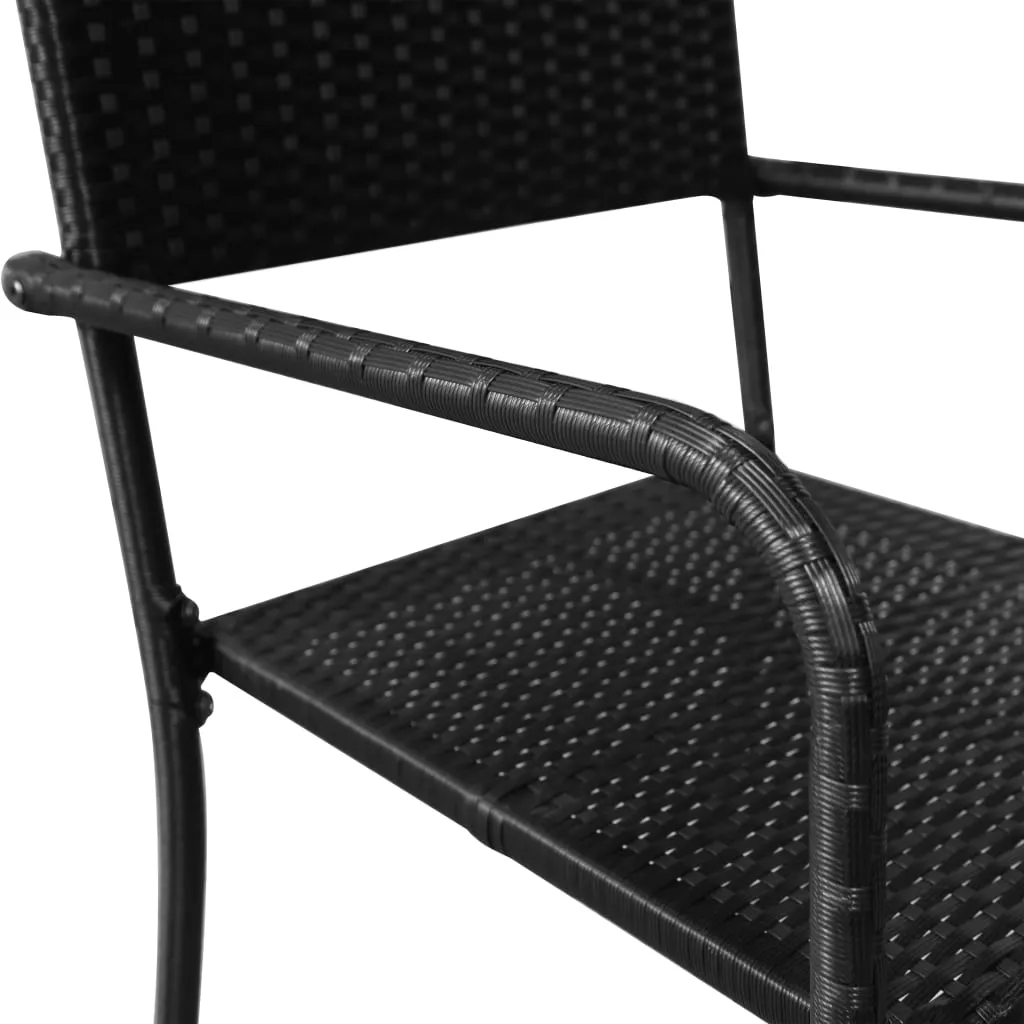 Patio Dining Chairs 6 pcs Stackable Black Poly Rattan