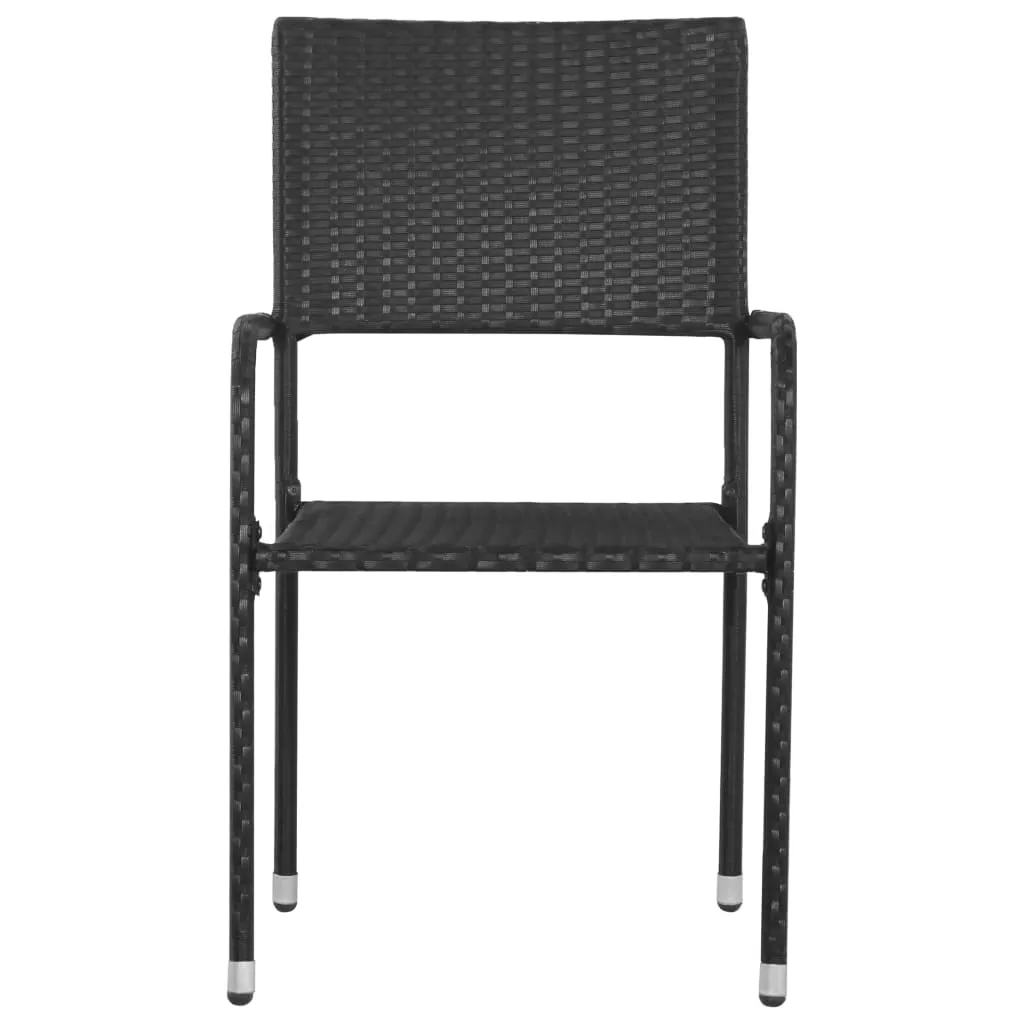 Patio Dining Chairs 6 pcs Stackable Black Poly Rattan