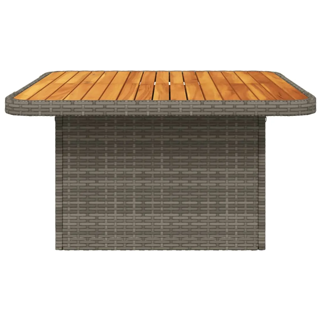 Patio Table Gray 31.5""x31.5""x28"" Poly Rattan and Acacia Wood