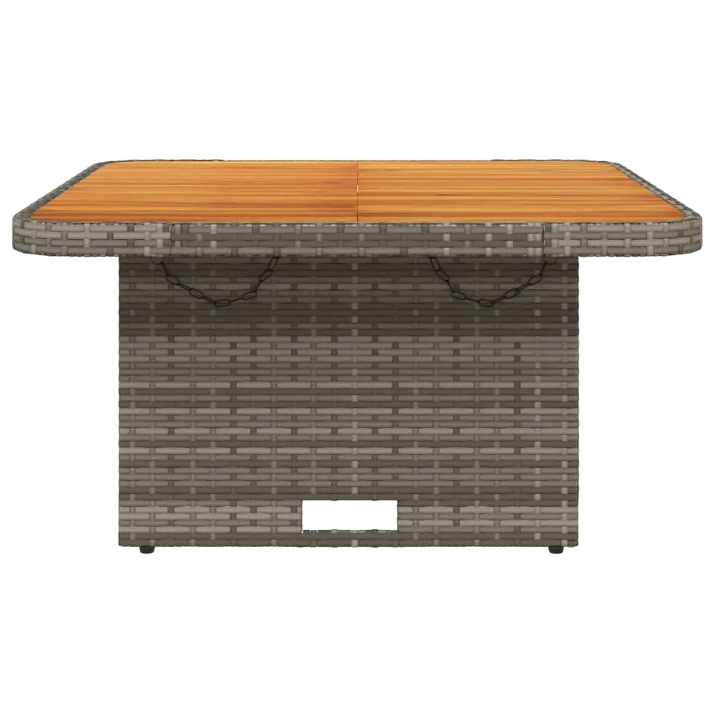 Patio Table Gray 31.5""x31.5""x28"" Poly Rattan and Acacia Wood