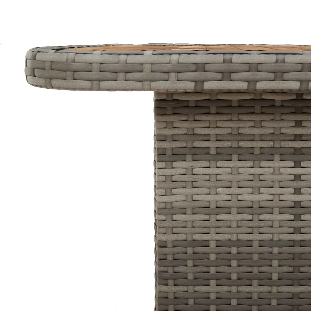 Patio Table Gray 35.4"x21.7"x28" Poly Rattan and Acacia Wood