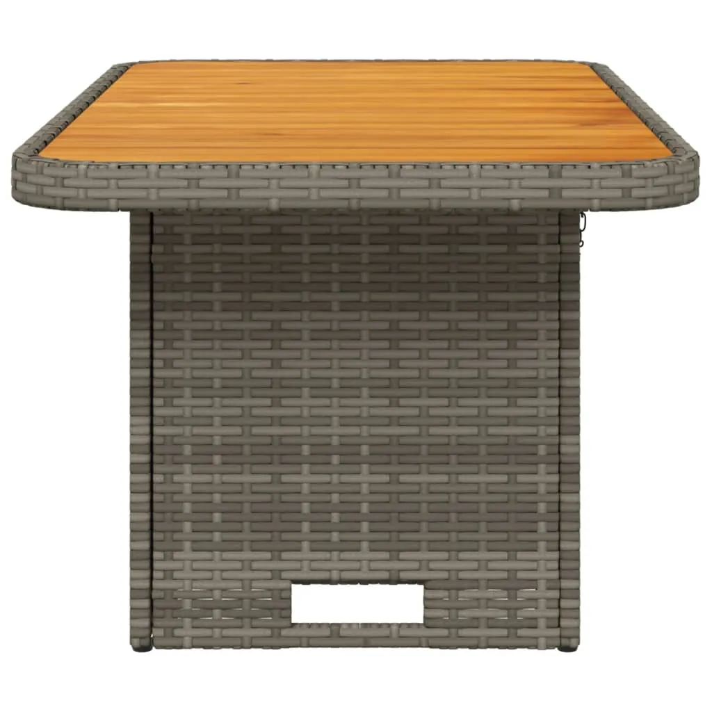 Patio Table Gray 35.4"x21.7"x28" Poly Rattan and Acacia Wood