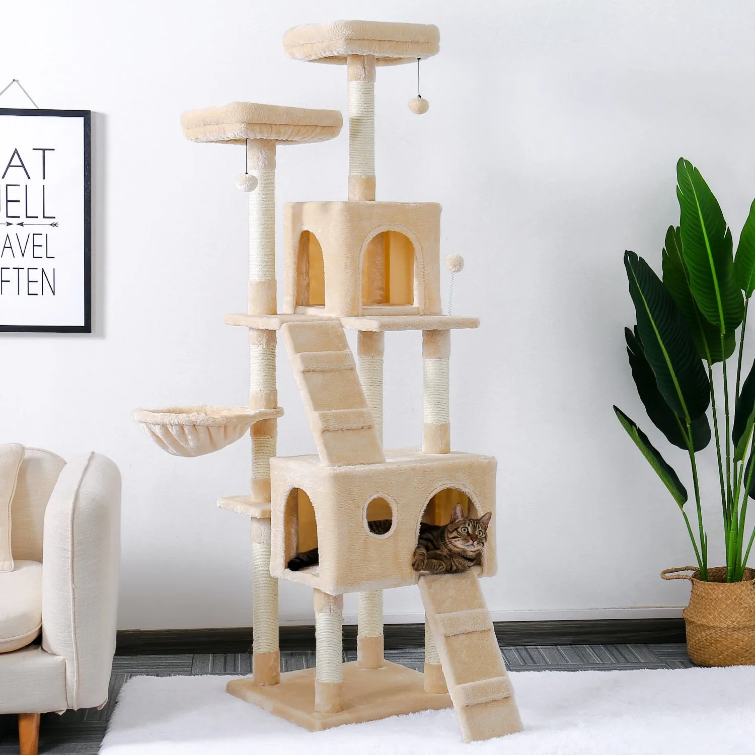 Pet Cats Tree House Condo Perch Entertainment Playground Stable