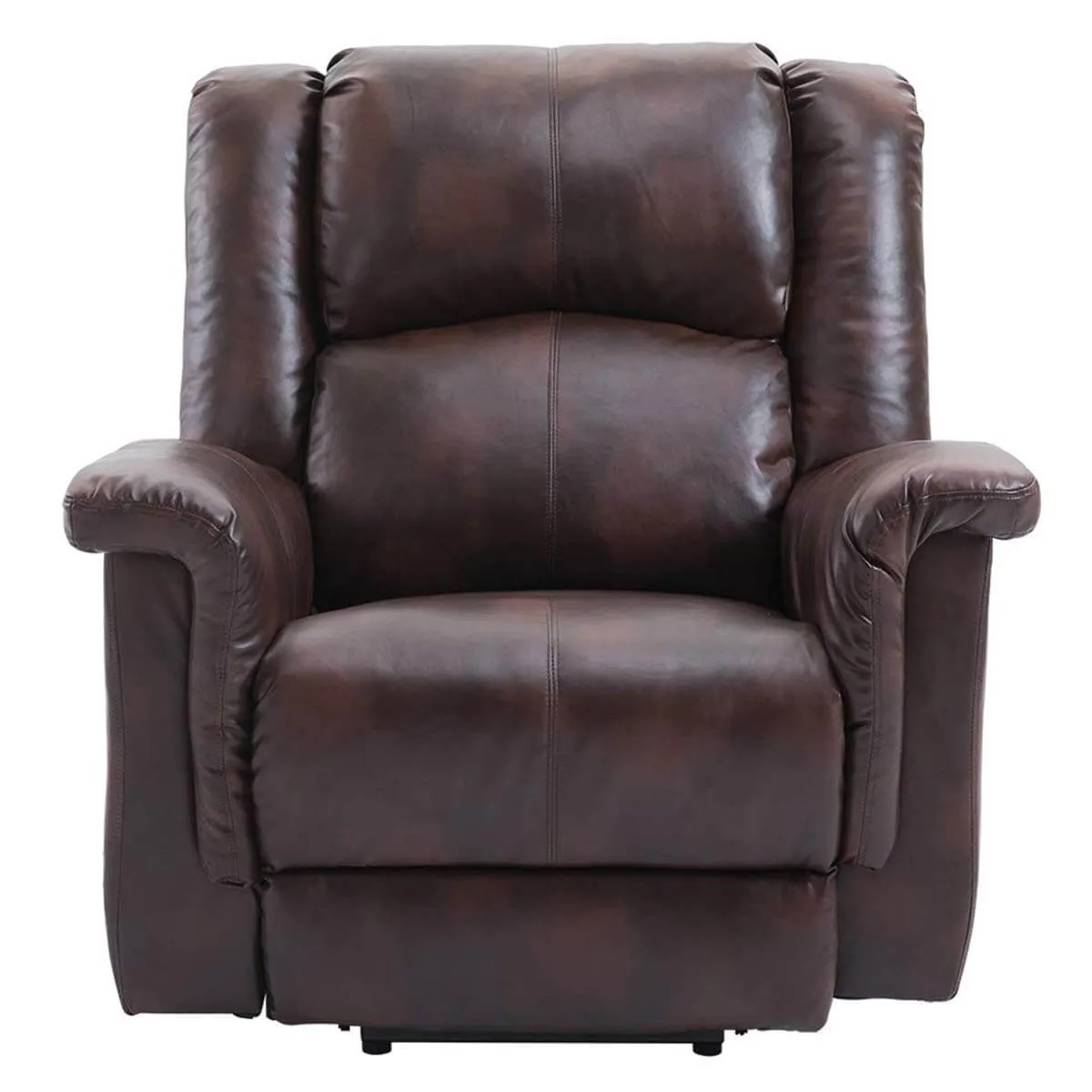 Power Lift Chair Electric Recliner for Elderly with Heat and Massage, 3 Positions, 2 Side Pockets, Faux Leather Recliners, Luxury Brown