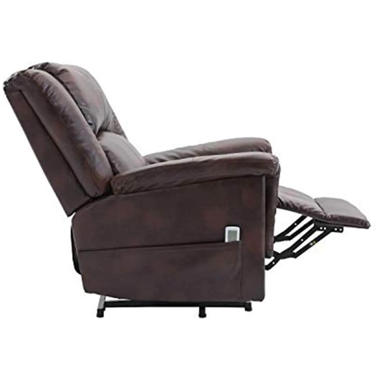 Power Lift Chair Electric Recliner for Elderly with Heat and Massage, 3 Positions, 2 Side Pockets, Faux Leather Recliners, Luxury Brown