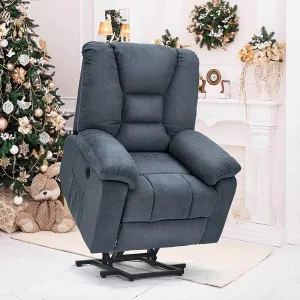 Power Lift Microfiber Electric Recliner Chair with Heated Vibration Massage, Living Room Chair with USB Charge Port & Remote Control(Blue)