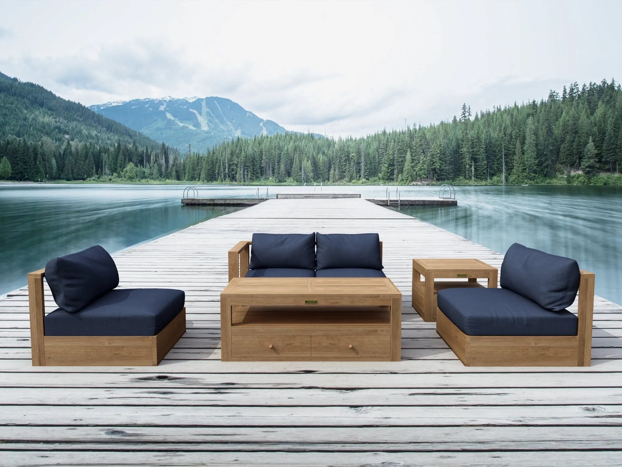 Remarkable 5 Piece Sectional in Teak, Creates Momentous Occasions Even If You Don't Like To Entertain.