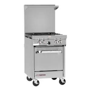 Southbend S24C 24.25" S-Series Stainless Steel Gas Restaurant Range with (4) Open Burners and (1) Cabinet Base, Natural Gas, 112,000 Total BTU