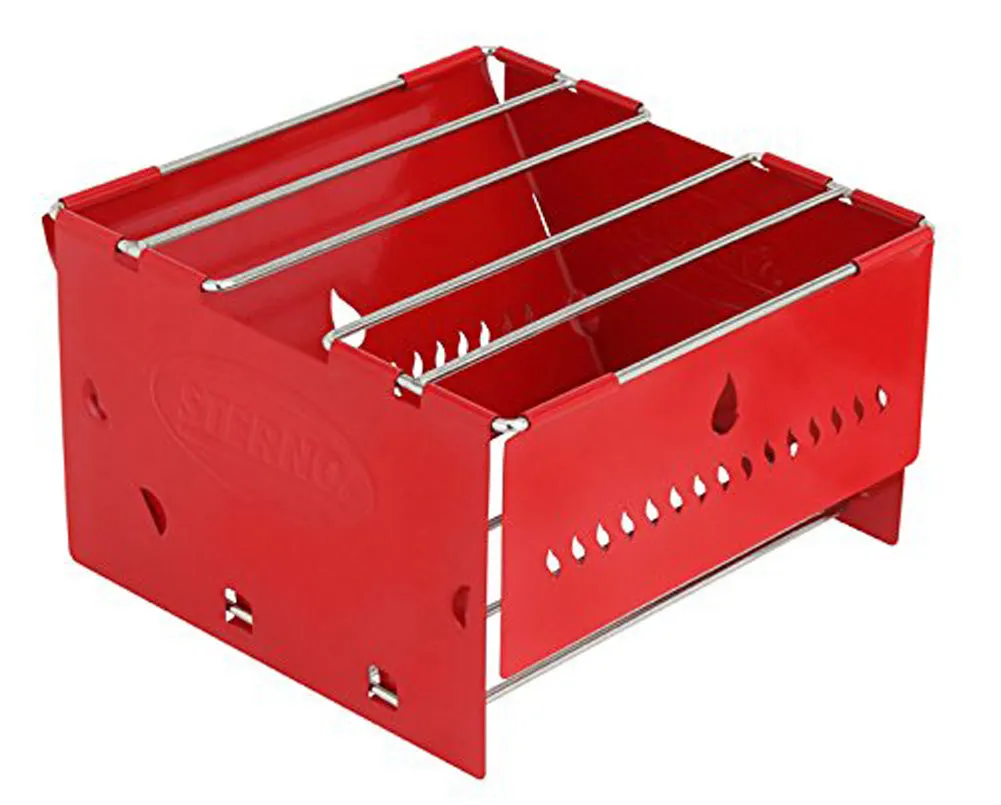 Sterno Camp Stove Kit With Frame and Wind-Shield Panels, Red-Gray