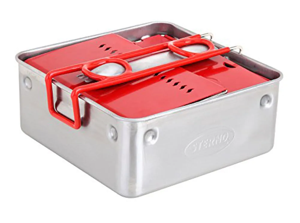 Sterno Camp Stove Kit With Frame and Wind-Shield Panels, Red-Gray