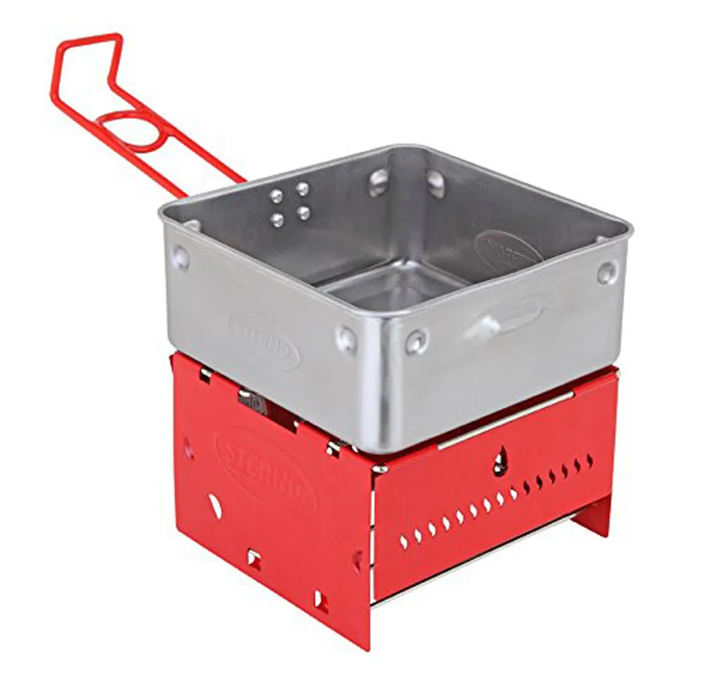 Sterno Camp Stove Kit With Frame and Wind-Shield Panels, Red-Gray