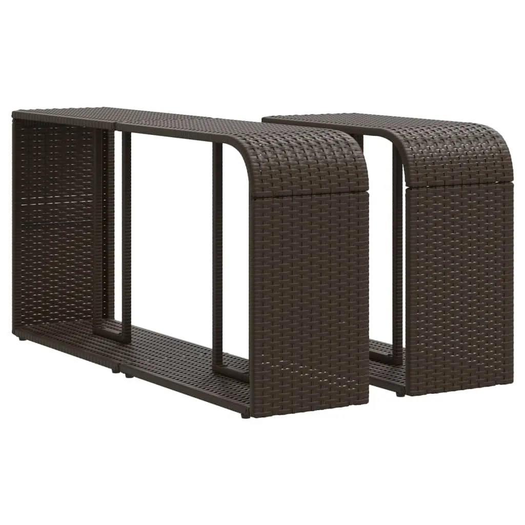 Storage Shelves 2 pcs Brown Poly Rattan