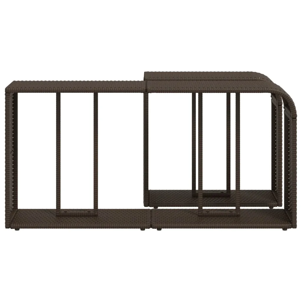 Storage Shelves 2 pcs Brown Poly Rattan