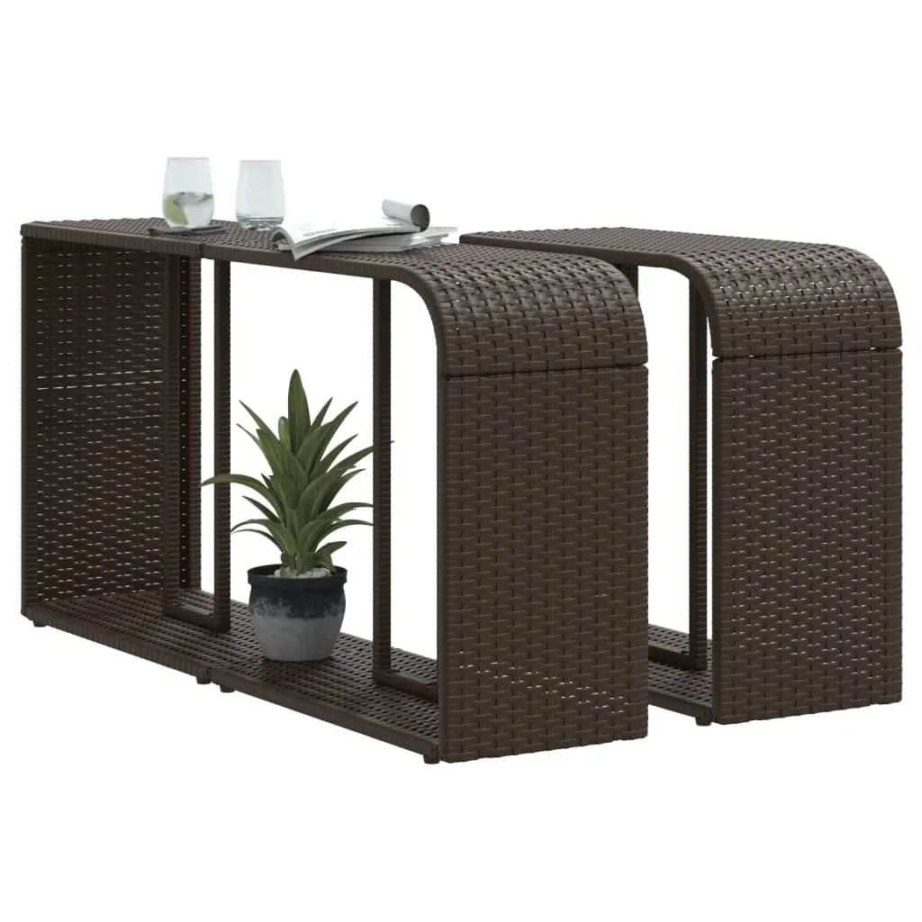Storage Shelves 2 pcs Brown Poly Rattan