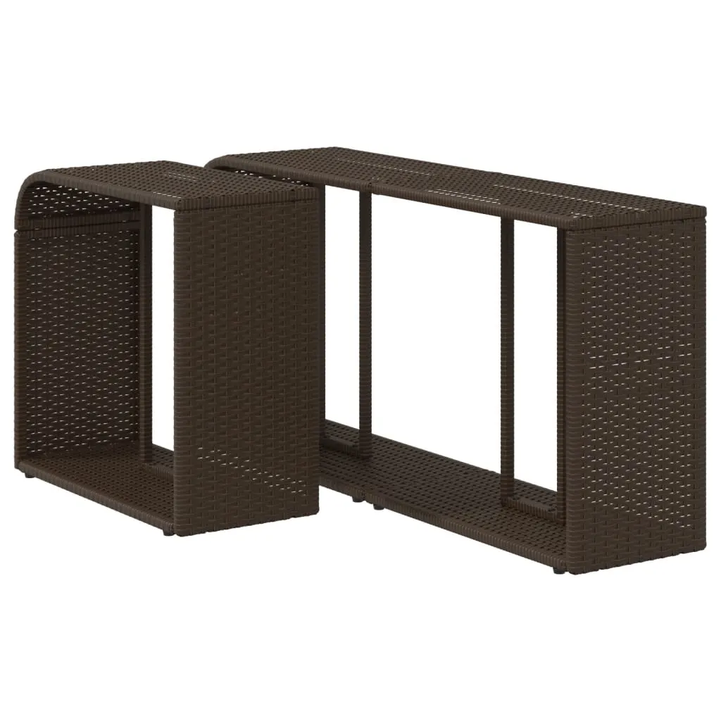 Storage Shelves 2 pcs Brown Poly Rattan