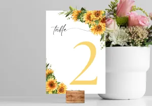 Sunflowers Floral Table Numbers